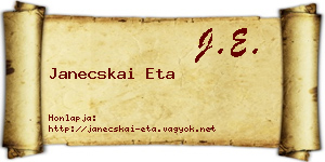Janecskai Eta névjegykártya